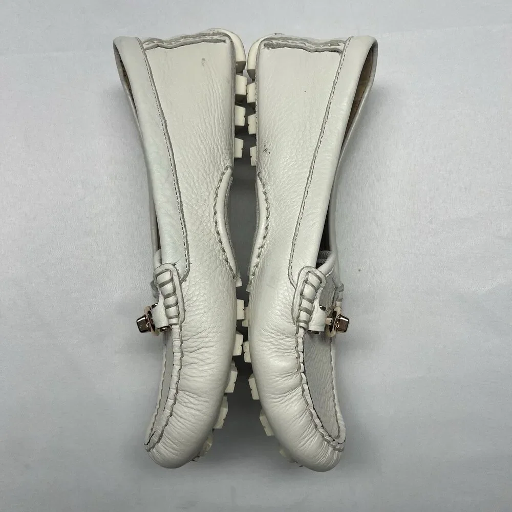 Coach White Leather Arlene Loafer Flats Size 8